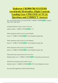 Endeavor CRJ900&sol;700 SYSTEMS  &lpar;workbook&rpar; Hydraulics&comma; Flight Controls&comma;  Landing Gear UPDATED ACTUAL   Questions and CORRECT Answers 