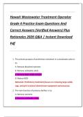 Hawaii Wastewater Treatment Operator Grade 1-4 Practice Exams Questions And Correct Answers &lpar;Verified Answers&rpar; Plus Rationales 2026 Q&A &vert; Instant Download Pdf