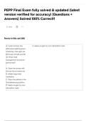PEPP Final Exam fully solved & updated &lpar;latest version verified for accuracy&rpar; &lpar;Questions &plus; Answers&rpar; Solved 100&percnt; Correct&excl;&excl;