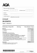 2025 AQA A LEVEL BUSINESS Paper 1 QUESTION PAPER &colon; Business 1 &lpar;7132&sol;1