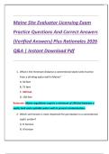 Maine Site Evaluator Licensing Exam  Practice Questions And Correct Answers  &lpar;Verified Answers&rpar; Plus Rationales 2026  Q&A &vert; Instant Download Pdf 