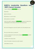NUR216 Leadership Questions with  100&percnt; Correct Answers