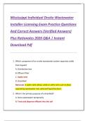 Mississippi Individual Onsite Wastewater  Installer Licensing Exam Practice Questions  And Correct Answers &lpar;Verified Answers&rpar;  Plus Rationales 2026 Q&A &vert; Instant  Download Pdf 