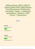 Midterm Exam&colon; NR577 &sol; NR 577 &lpar;Latest Update 2025 &sol; 2026&rpar; Primary Care Management of Adolescents and Adults &vert; Week 1 - 4 Questions and Answers &vert; Grade A &vert; 100&percnt; Correct &ndash; Chamberlain