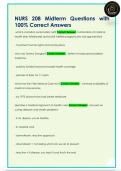 NURS 208 Midterm Questions with  100&percnt; Correct Answers