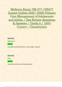 Midterm Exams&colon; NR 577 &sol; NR577 &lpar;Latest 2025 &sol; 2026 Update STUDY BUNDLE PACKAGE WITH SOLUTIONS&rpar; Primary Care Management of Adolescents and Adults &vert; Week 1 - 4 &vert; Questions & Answers &vert; Grade A &vert; 100&percnt; Correct &lpar;Verified Answers&rpar; - Chamberlain