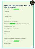 NURS 208 Final Questions with 100&percnt;  Correct Answers
