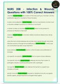 NURS 208 - Infection & Wounds  Questions with 100&percnt; Correct Answers