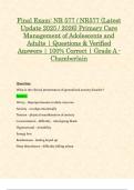 Final Exam&colon; NR 577 &sol; NR577 &lpar;Latest Update 2025 &sol; 2026&rpar; Primary Care Management of Adolescents and Adults &vert; Questions & Verified Answers &vert; 100&percnt; Correct &vert; Grade A - Chamberlain