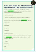 Nurs 223 Exam &num;1 Pharmacology  Questions with 100&percnt; Correct Answers 