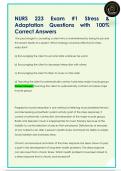 NURS 223 Exam &num;1 Stress &  Adaptation Questions with 100&percnt;  Correct Answers 