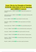 Exam 1 Review for Principles of Nutrition  NUFD 501 UPDATED ACTUAL Questions  and CORRECT Answers 