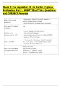 Week 5&colon; the regulation of the Dental Hygiene  Profession&comma; Part 1&colon; UPDATED ACTUAL Questions  and CORRECT Answers
