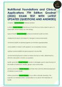 Nutritional Foundations and Clinical  Applications 7TH Edition Grodner  &lpar;2025&rpar; EXAM TEST WITH LATEST  UPDATED &lpar;QUESTIONS AND ANSWERS&rpar;