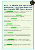 OAD 138 Records and information  management study guide final exam  Questions with 100&percnt; Correct Answers