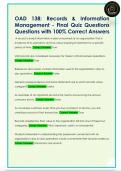 OAD 138&colon; Records & Information  Management - Final Quiz Questions  Questions with 100&percnt; Correct Answers