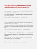 clinical judgement and evidence based practice exam with correct answers