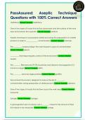 PassAssured&colon;  Aseptic  Technique  Questions with 100&percnt; Correct Answers