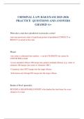  CRIMINAL LAW BAR EXAM 2025-2026 PRACTICE  QUESTIONS AND ANSWERS GRADED A&plus;
