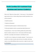 North Carolina SLP-Assistant Exam Questions and Answers Graded A&plus;