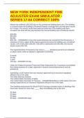 NEW YORK INDEPENDENT FIRE ADJUSTER EXAM SIMULATOR - SERIES 17-64 CORRECT 100&percnt;