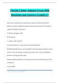 Florida Claims Adjuster Exam 2026 Questions and Answers Graded A&plus;