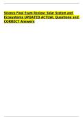 Science Final Exam Review&colon; Solar System and  Ecosystems UPDATED ACTUAL Questions and  CORRECT Answers 