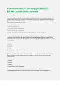 Fundamentals of Nursing &lpar;NUR1025&rpar; EXAM 1 with correct answer