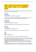 NEW YORK STATE AUTO DAMAGE AND THEFT QUIZ 17-71 CORRECT 100&percnt;
