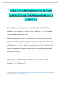 CISA &lpar;Certified Information Systems Auditor&rpar; Exam Questions and Answers Graded A&plus;