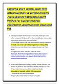 California LMFT Clinical Exam With Actual Questions & Verified Answers &comma;Plus Explained Rationales&sol;Expert Verified For Guaranteed Pass 2026&sol;Latest Update&sol;Instant Download Pdf