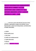 HEALTH INFORMATION MANAGEMENT EXAM WITH CORRECT ACTUAL QUESTIONS AND CORRECTLY WELL DEFINED ANSWERS LATEST ALREADY GRADED A&plus; 2025 &ndash; 2026