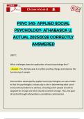 PSYC 340- APPLIED SOCIAL PSYCHOLOGY- ATHABASCA U&period; ACTUAL 2025&sol;2026 CORRECTLY ANSWERED