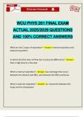 WCU PHYS 261 FINAL EXAM ACTUAL 2025&sol;2026 QUESTIONS AND 100&percnt; CORRECT ANSWERS
