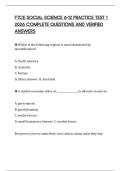FTCE SOCIAL SCIENCE 6-12 PRACTICE TEST 1 2026 COMPLETE QUESTIONS AND VERIFIED ANSWERS