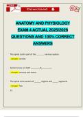 ANATOMY AND PHYSIOLOGY EXAM 4 ACTUAL 2025&sol;2026 QUESTIONS AND 100&percnt; CORRECT ANSWERS