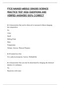 FTCE NAVAED MIDDLE GRADES SCIENCE PRACTICE TEST 2026 QUESTIONS AND VERIFIED ANSWERS 100&percnt; CORRECT