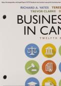 Business Law in Canada&comma; 12th Canadian Edition&comma; 12e Richard Yates&comma; Teresa Bereznicki-Korol&comma; Trevor Clarke &lpar;Test Bank&rpar;