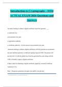 Introduction to Cryptography - D334 ACTUAL EXAM 2026 Questions and Answers