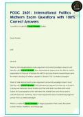 POSC 2601&colon; International Politics -  Midterm Exam Questions with 100&percnt;  Correct Answers 