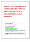 Wisconsin POWTS Inspector Licensing  Exam Practice Questions And Correct  Answers &lpar;Verified Answers&rpar; Plus  Rationales 2026 Q&A &vert; Instant  Download Pdf