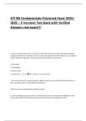 ATI RN Fundamentals Proctored Exam 2024&ndash;2025 &ndash; 3 Versions Test Bank with Verified Answers REAL EXAM&excl;&excl;&excl;