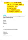 BIOD 151 ANATOMY AND  PHYSIOLOGY 1 PORTAGE LEARNING  2025 UPDATED ALL EXAMS(MODULE 1- MODULE 7)TEST BANK