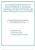 Accredited Test Bank for Research Methods in Psychology, Evaluating a World of Information 4th Edition Morling | Complete Chapters 1-14 | Instant Download