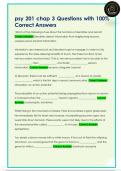 psy 201 chap 3 Questions with 100&percnt;  Correct Answers 