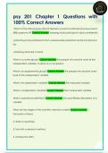 psy 201 Chapter 1 Questions with  100&percnt; Correct Answers 