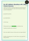 Psy 201 Midterm Questions with 100&percnt;  Correct Answers 