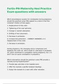 Fortis-PN-Maternity Hesi Practice Exam questions with answers