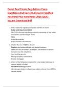 Dubai Real Estate Regulations Exam  Questions And Correct Answers &lpar;Verified  Answers&rpar; Plus Rationales 2026 Q&A &vert;  Instant Download Pdf 