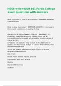 HESI review NUR 101 Fortis College exam questions with answers